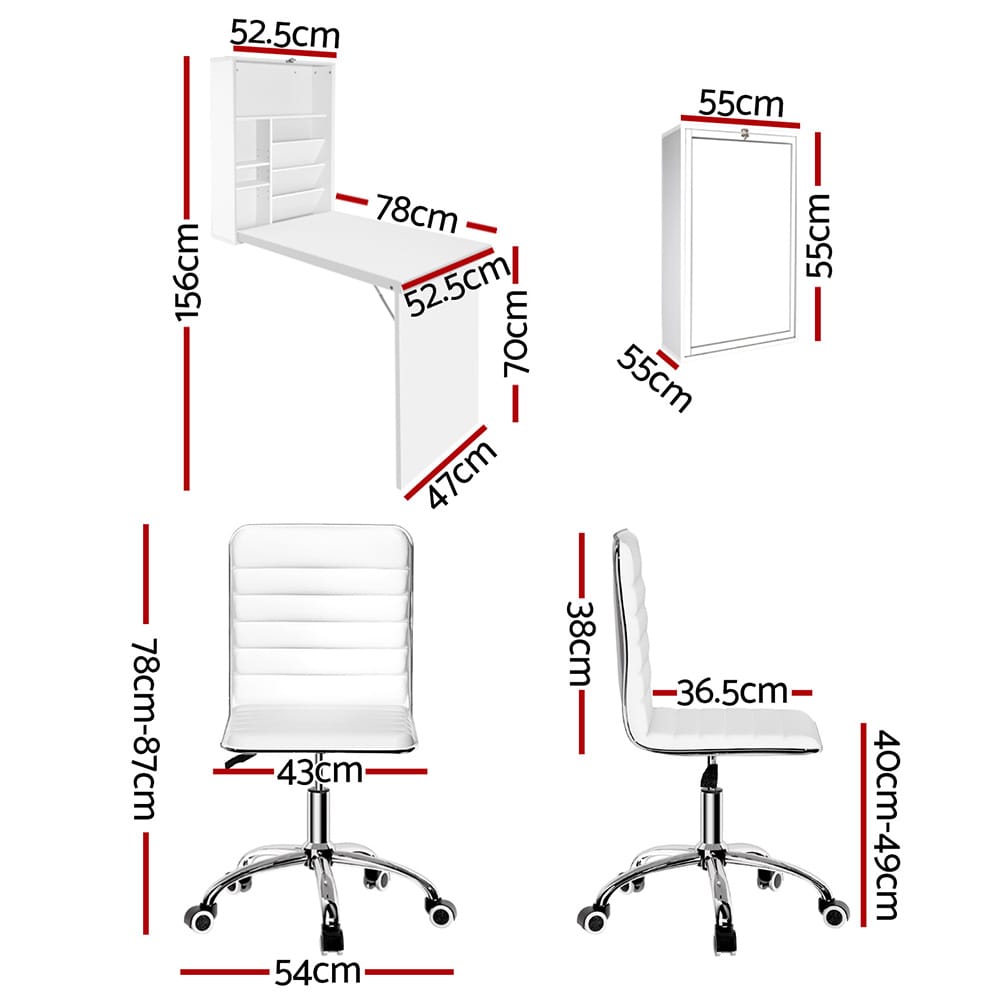 Computer Desk Office Set White 78x52.5x156cm