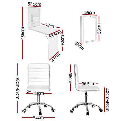 Computer Desk Office Set White 78x52.5x156cm
