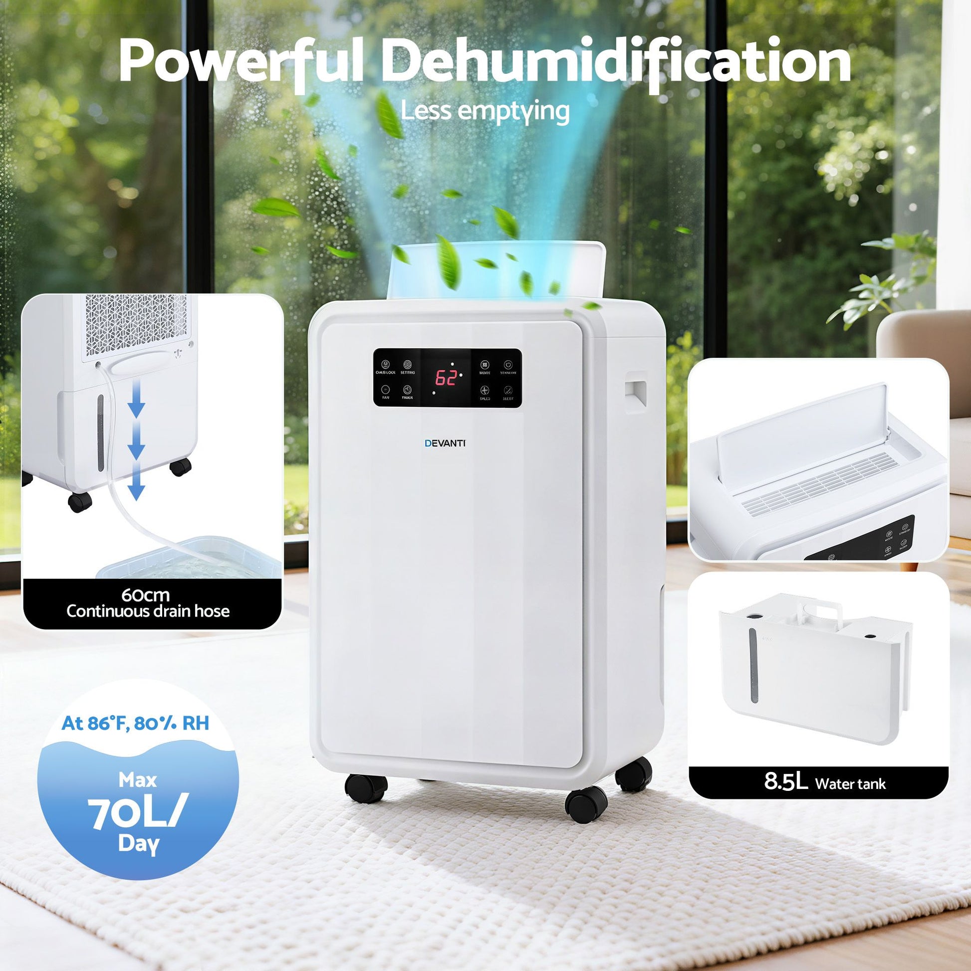 70L Commercial Dehumidifier 8.5L Tank | HomeAndLiving - 4