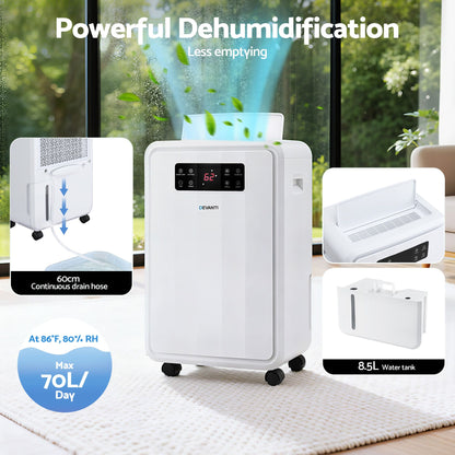 70L Commercial Dehumidifier 8.5L Tank | HomeAndLiving - 4