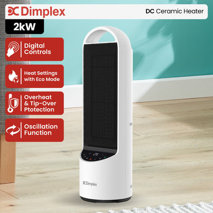 Dimplex 2kW Personal DC Digital Ceramic Heater Black & White Home Office
