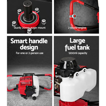 80Cc Petrol Post Hole Digger Motor Only Engine Red