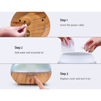Aroma Diffuser Humidifier LED Night Light 400ml - Remote