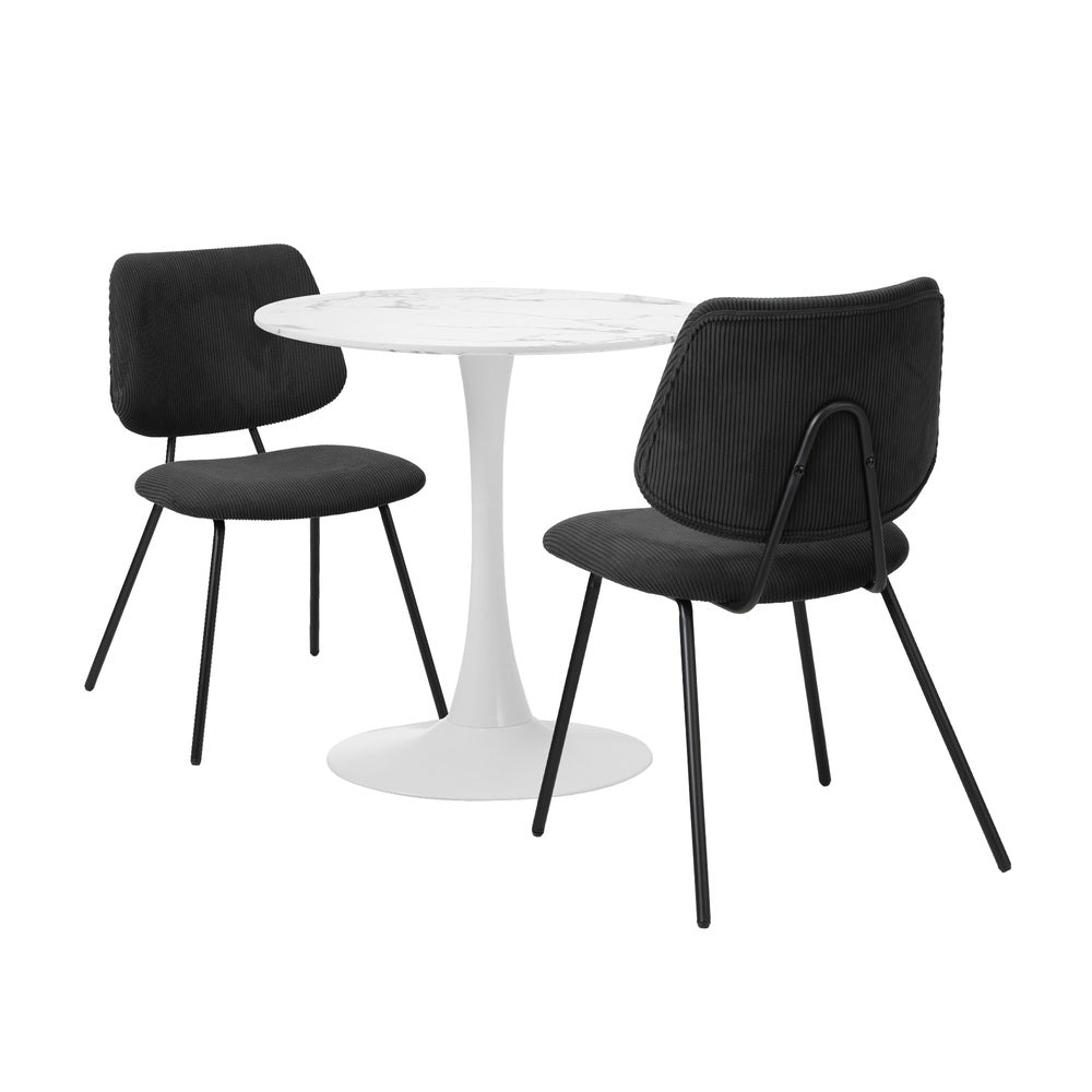 Round Dining Table Set 2 Chairs Marble | HomeAndLiving - 2