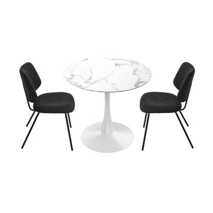 Round Dining Table Set 2 Chairs Marble | HomeAndLiving - 9