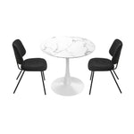 Round Dining Table Set 2 Chairs Marble | HomeAndLiving