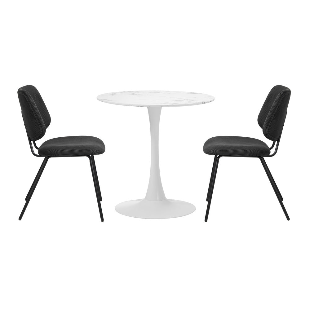 Round Dining Table Set 2 Chairs Marble | HomeAndLiving - 8