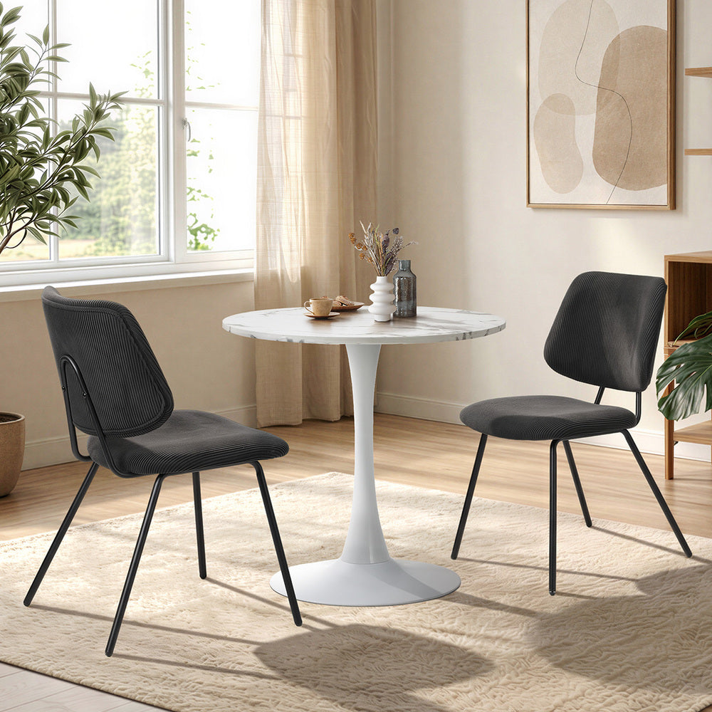 Round Dining Table Set 2 Chairs Marble | HomeAndLiving - 7