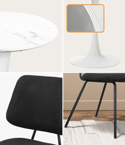 Round Dining Table Set 2 Chairs Marble | HomeAndLiving - 6