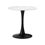Dining Table Set Round White Table and 2 Black Chairs