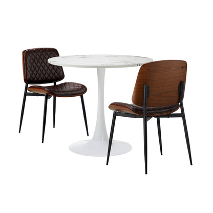 White dining table, side view