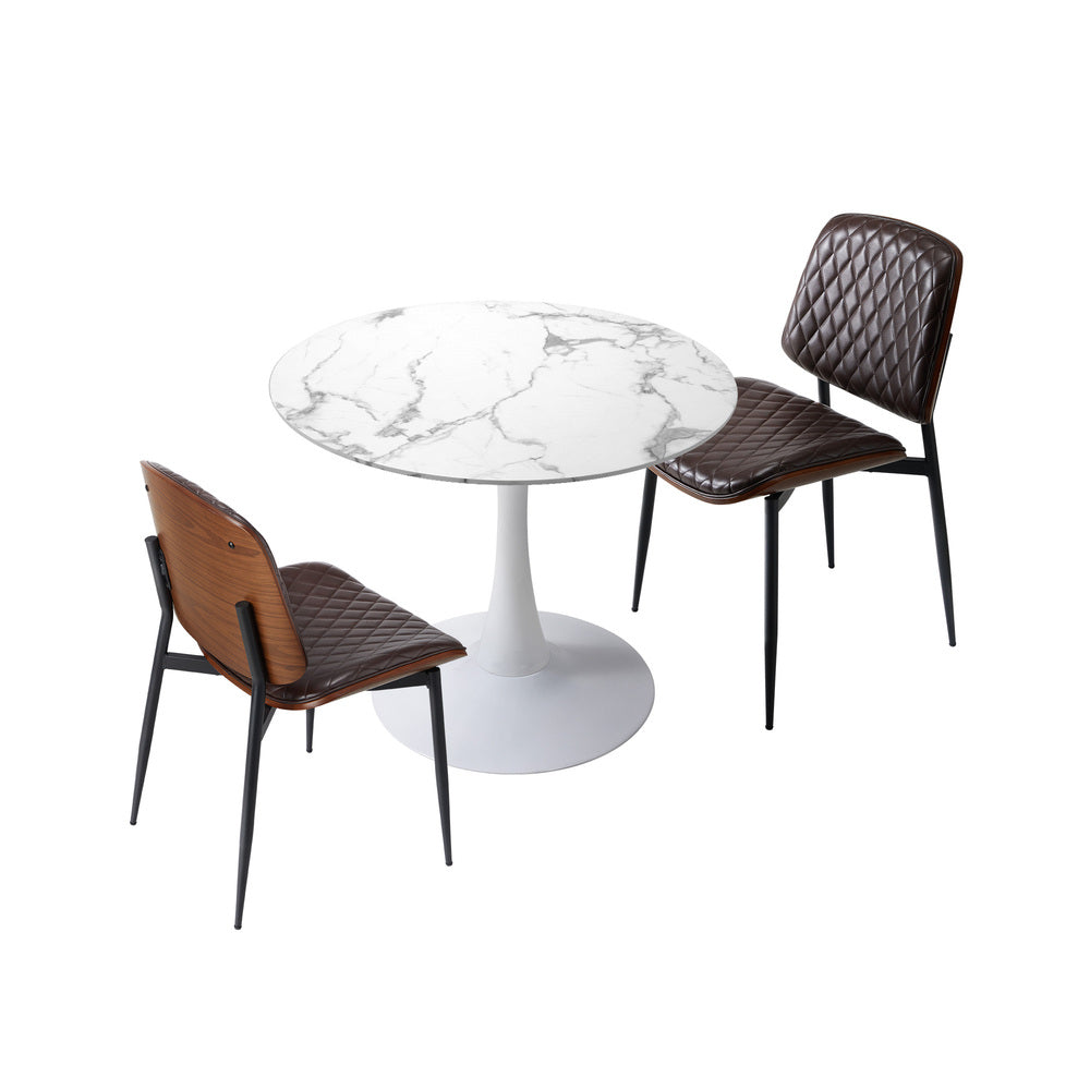 White dining table, rear view