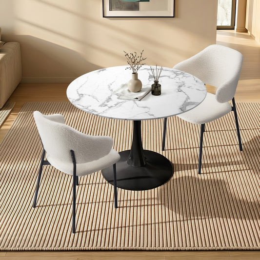 Round Dining Table Set White 52x48x80cm