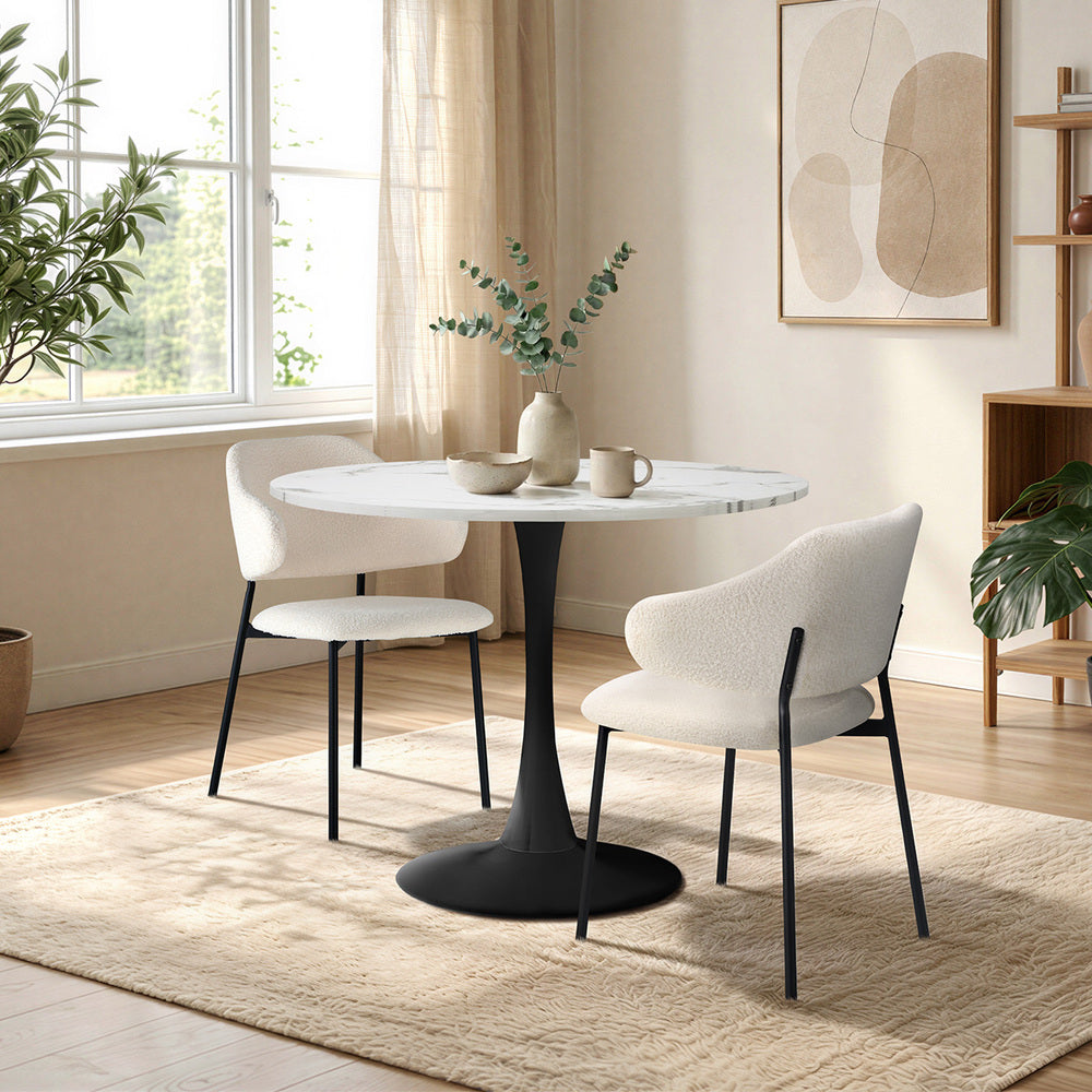 Round Dining Table Set White 52x48x80cm