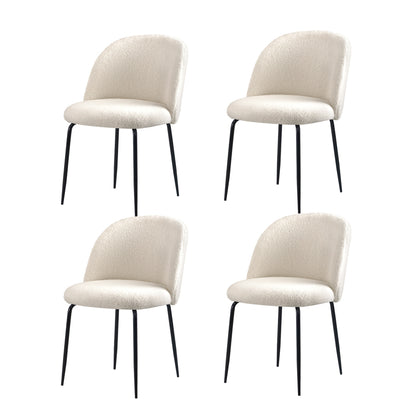 90cm Round Dining Table with 4PCS Chairs Sherpa White