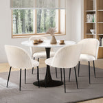90cm Round Dining Table with 4PCS Chairs Sherpa White