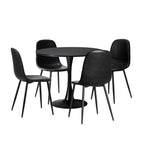 90cm Round Dining Table with 4x Dining Chairs PU Leather Black