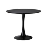 90cm Round Dining Table with 4x Dining Chairs PU Leather Black
