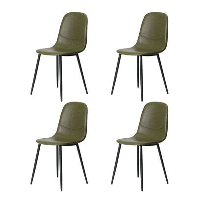 90cm Round Dining Table with 4 PU Leather Chairs Green for Kitchen or Dining