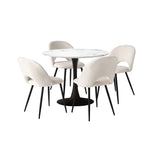 90cm Round Dining Table with 4PCS Chairs White and Black