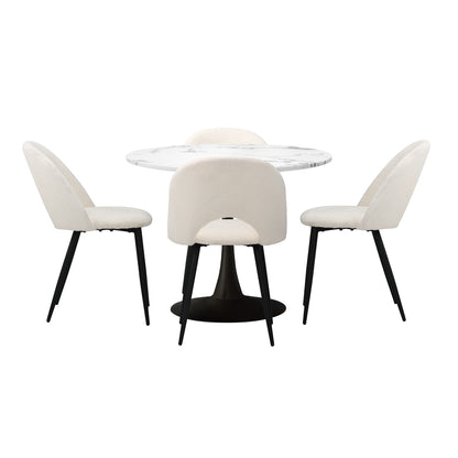 90cm Round Dining Table with 4PCS Chairs White and Black
