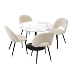 90cm Round Dining Table with 4PCS Chairs White and Black