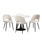 90cm Round Dining Table with 4PCS Chairs White and Black