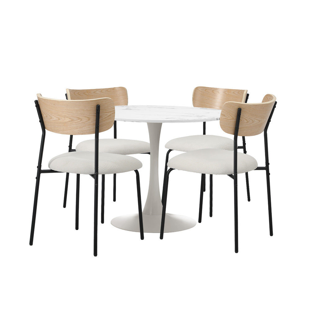 90cm Dining Table and Chairs 4-Seater Kitchen Furniture Set
