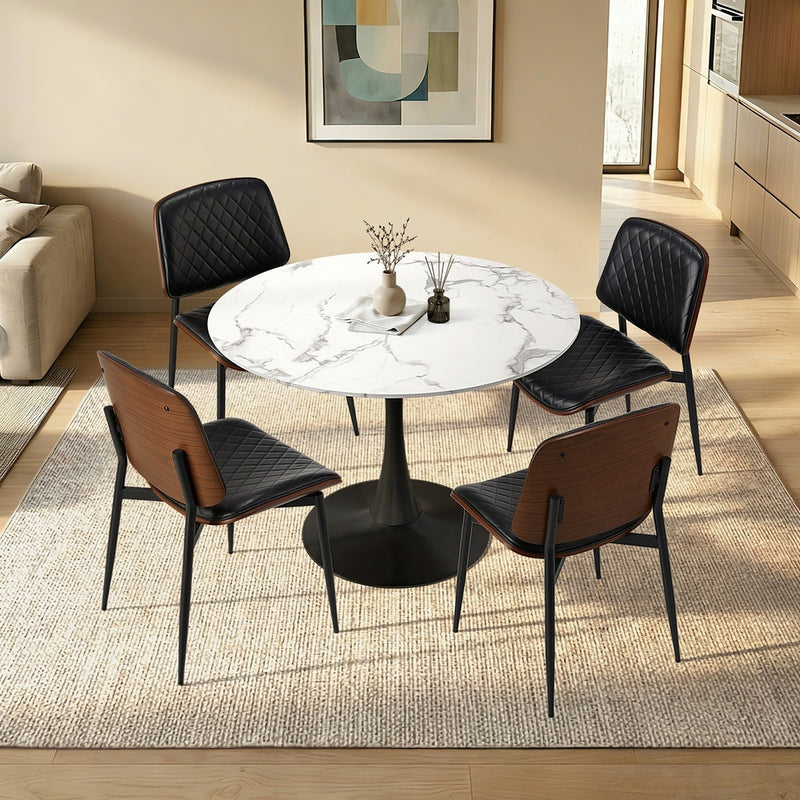 4 Seater Dining Set 90cm PU Leather Chairs | HomeAndLiving