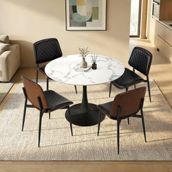 4 Seater Dining Set 90cm PU Leather Chairs | HomeAndLiving