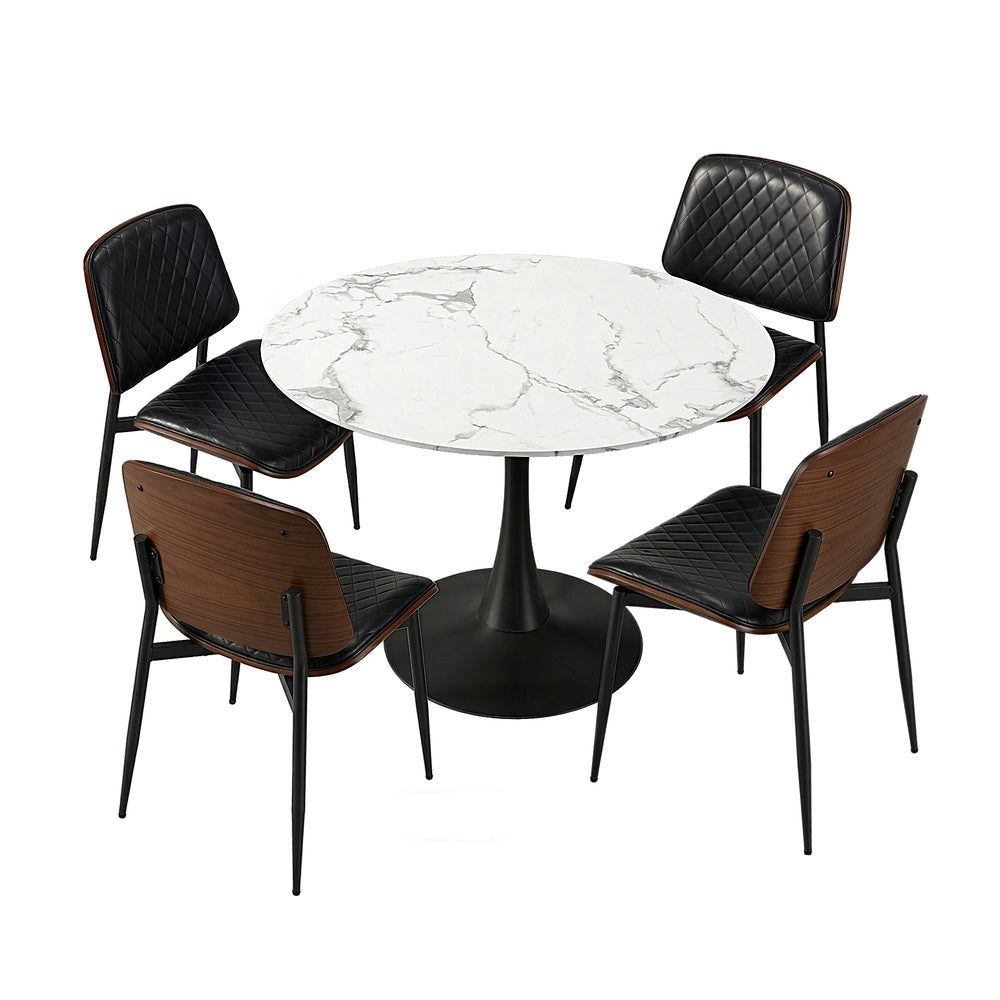 4 Seater Dining Set 90cm PU Leather Chairs | HomeAndLiving