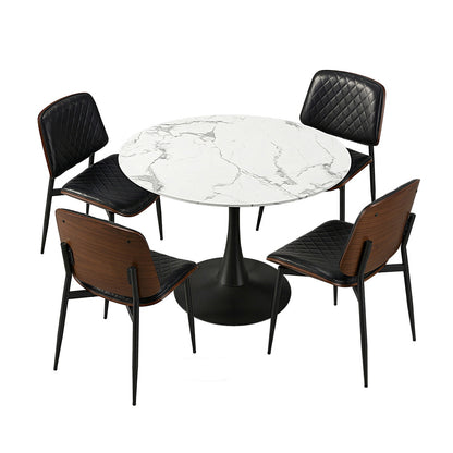 4 Seater Dining Set 90cm PU Leather Chairs | HomeAndLiving