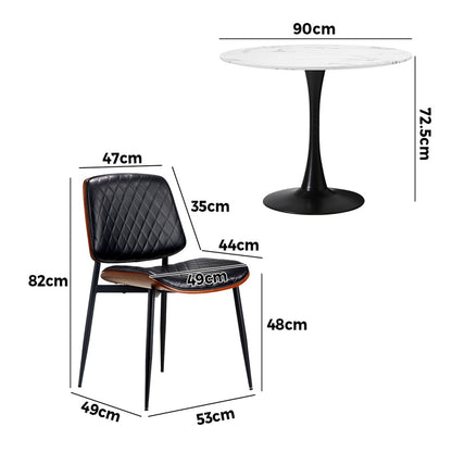4 Seater Dining Set 90cm PU Leather Chairs | HomeAndLiving