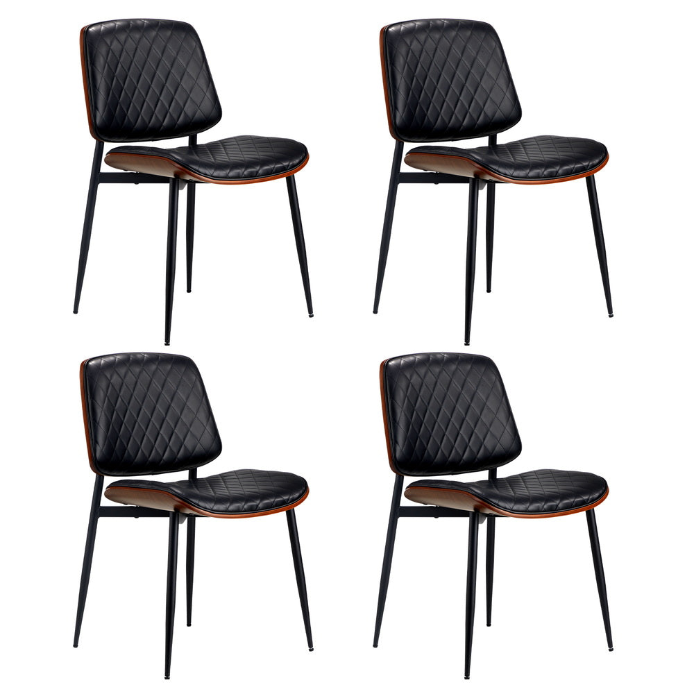 4 Seater Dining Set 90cm PU Leather Chairs | HomeAndLiving