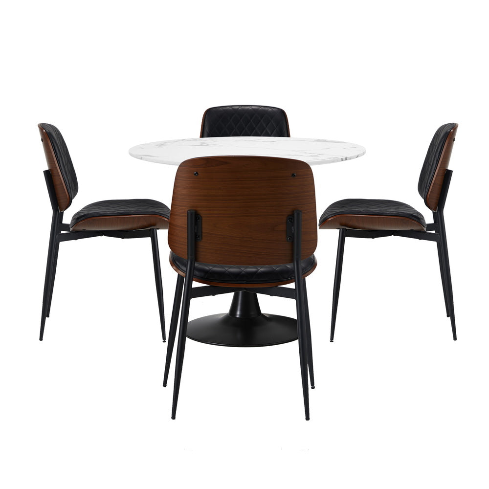 4 Seater Dining Set 90cm PU Leather Chairs | HomeAndLiving