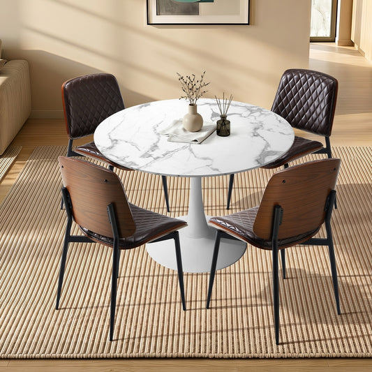 Dining Table Set 90cm Brown