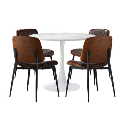 Dining Table Set 90cm Brown