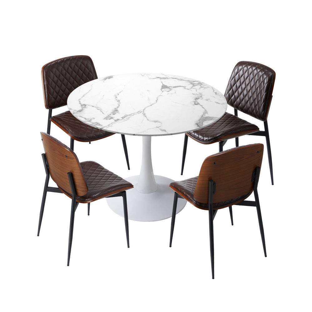 Dining Table Set 90cm Brown