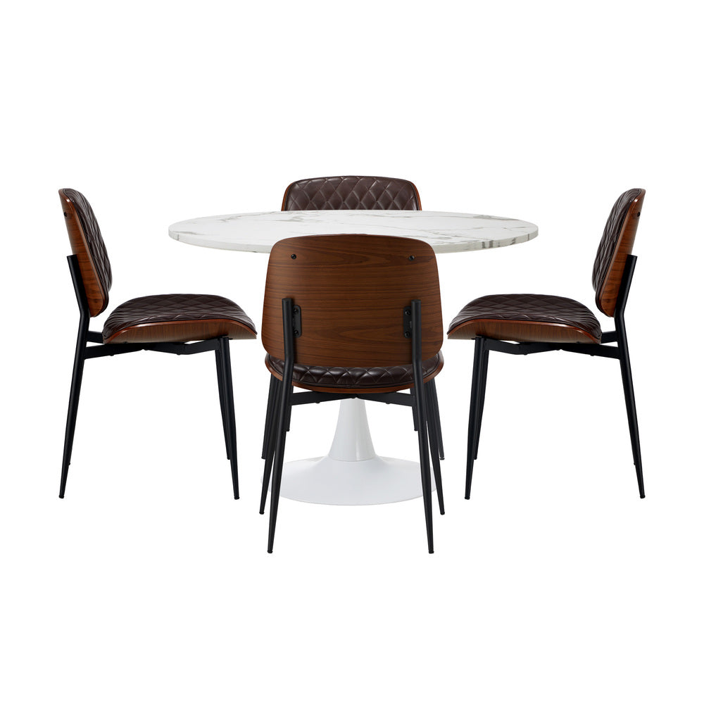 Dining Table Set 90cm Brown