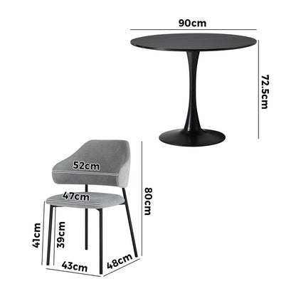 White dining table 52x48x80cm, in room setting