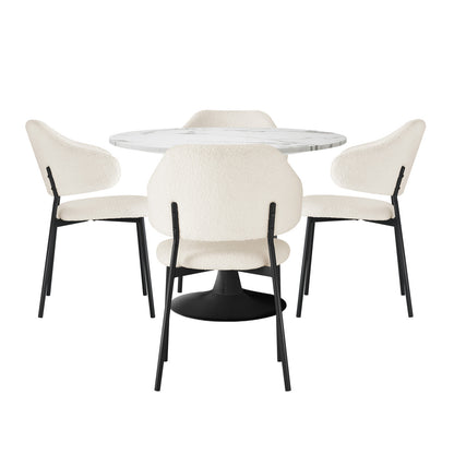 Dining Set White Marble 52x48x80cm