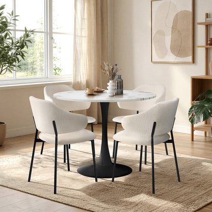 Dining Set White Marble 52x48x80cm
