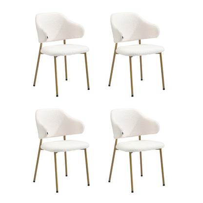 90cm Round Dining Table with 4x Dining Chairs Sherpa Gold&White