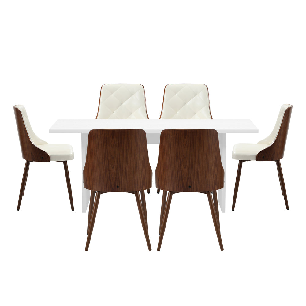 6-Seater Dining Table Set Wood Rectangular and Chairs Modern DiningPro