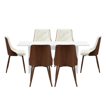 6-Seater Dining Table Set Wood Rectangular and Chairs Modern DiningPro