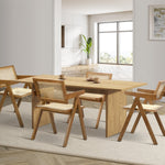 180cm Rectangular Dining Table with 4PCS Dining Chairs Wooden Walnut