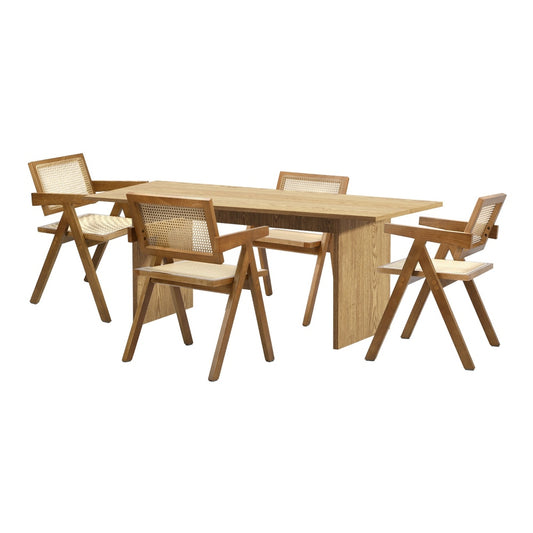 180cm Rectangular Dining Table with 4PCS Dining Chairs Wooden Walnut