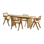180cm Rectangular Dining Table with 4PCS Dining Chairs Wooden Walnut