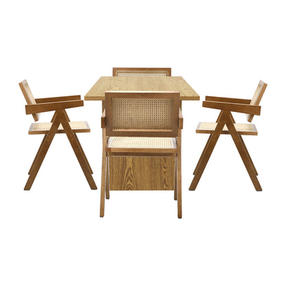 180cm Rectangular Dining Table with 4PCS Dining Chairs Wooden Walnut