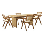 180cm Rectangular Dining Table with 4PCS Dining Chairs Wooden Walnut